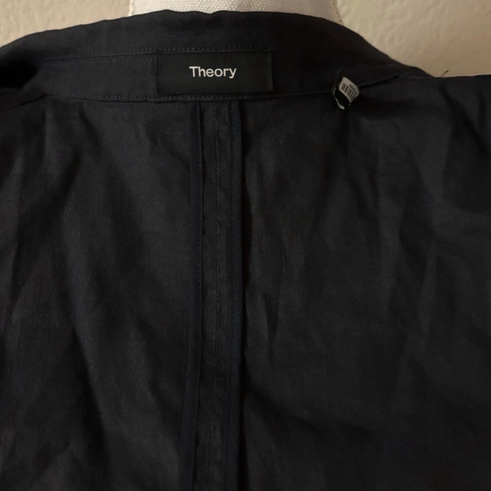 Theory Womens Linen Blend Collared One Button Blazer Jacket Size 6 - Picture 4 of 5
